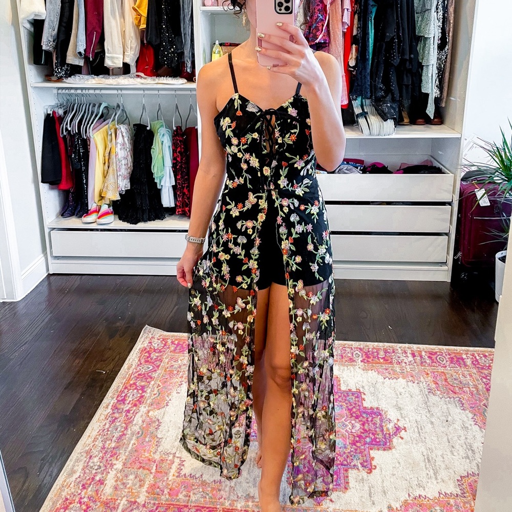 Black embroidered jumpsuit